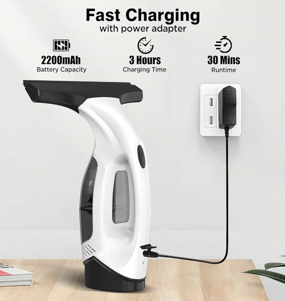 Cordless Electric Window Vacuum Squeegee.