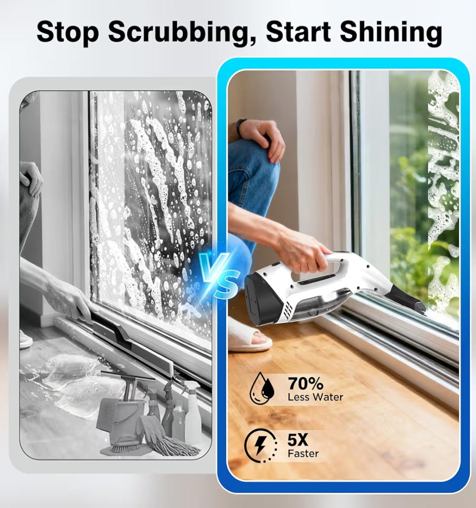 Cordless Electric Window Vacuum Squeegee.